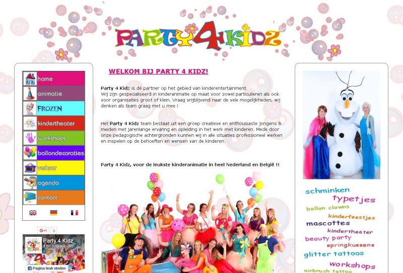 Mobielvriendelijke website met beheersysteem voor www.party4kidz.nl